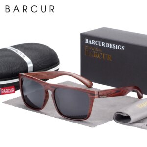 BARCUR Polarized Imitation Wood Sunglasses for Men Googles Women Sunlass Retro Sun Glasses  Oculos De Sol