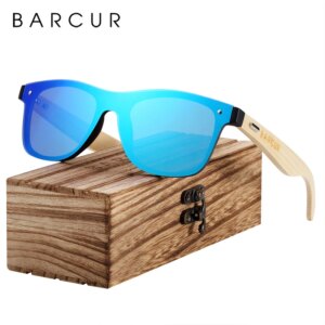 BARCUR Wood Unisex Rimless Sunglasses with a Natural Bamboo Frame