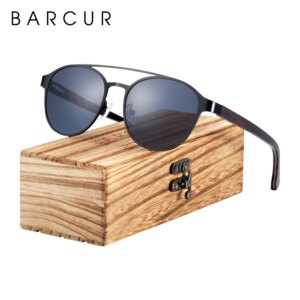BARCUR Metal Frame Polarized Lens Sunglasses Stylish Round Design for Women