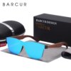 BARCUR Natural Black Walnut Wood Stylish Sunglasses for Men and Women