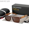 BARCUR Design Brand Wood Sunglasses Zebra Temple Wooden Sun Glasses Men Polarized Vintage Women Eyewear UV400 Protection