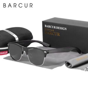 BARCUR Polarized Ebony Black Sunglasses Zebra Natural Wooden Sun glasses for Men Driving Fishing Women Eyewear Accessory Oculos