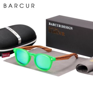 BARCUR Polarized kids sunglasses Round Boy Girl Zebra Wood Sun glasses Cat eyes UV400 Eyewear Oculos Gafas De Sol