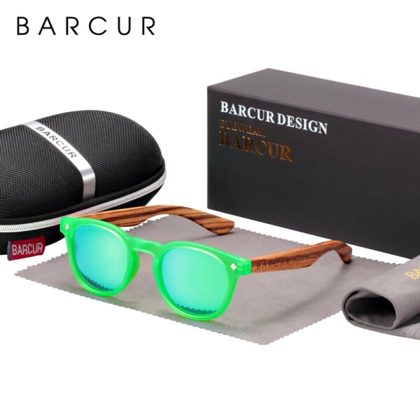 BARCUR Polarized kids sunglasses Round Boy Girl Zebra Wood Sun glasses Cat eyes UV400 Eyewear Oculos Gafas De Sol