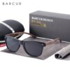 BARCUR Black Walnut Sunglasses for Men Wood Sun Glasses Man Eyeglasses Polarizing Glasses UVA&B Protection Eyewear ECO-Friendly